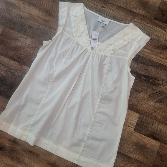 Loft Ann Taylor Women's White Sleeveless 100% Cotton Camisole Blouse Size Small - Picture 2 of 7